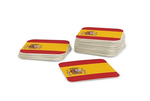 Untersetzer für Gläser I Spanien Bierdeckel (50 Stück) aus Pappe eckig (9,3cm x 9,3cm) I EM Tischdeko mit spanischer Flagge von FLYERALARM