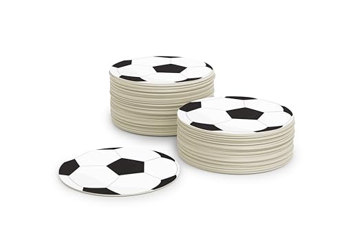 Untersetzer für Gläser mit Fußball I Runde Papier Deckel (50 Stück) aus Pappe (⌀10cm) I EM Tischdeko von FLYERALARM