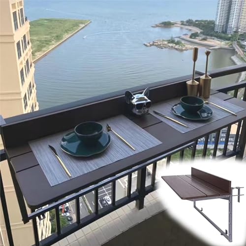 FLYIFE Decktisch Outdoor-Balkon-Stehtisch für Geländer, Hängetische für Deck, höhenverstellbar für Terrasse, platzsparender Serviertisch, Arbeitsplattenverlängerung, herunterklappbar für Terrasse, von FLYIFE