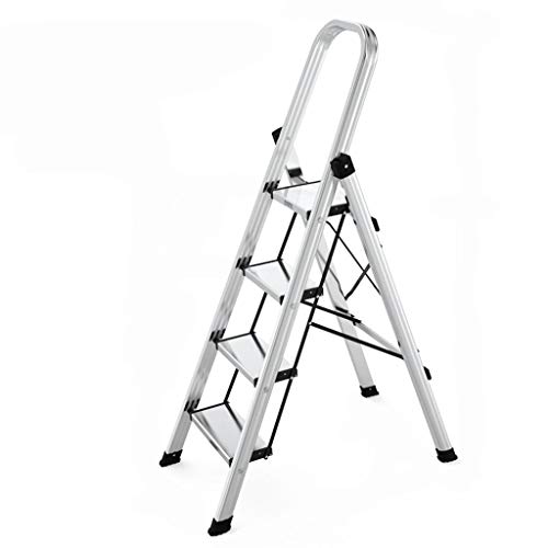 FLYIFE Tritthocker Metallleitern, Dreistufige Anti-Rutsch-Vierstufige Einseitige Leiter Pedalverbreiterungsleiter Stabile Und Langlebige Leiterrahmen-Haushaltsleiter/White/44X72X138Cm von FLYIFE