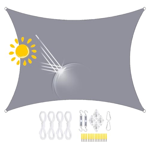 Sonnensegel Wasserdicht Rechteckig,Sonnensegel Wasserdicht Dreieckig, 98% UV-Schutz, Reißfest & Wetterfest, für Außenbereich, Segeltuch Mit Ösen Und Seil Für Pergola (3 * 4M,4) von FLYIFE