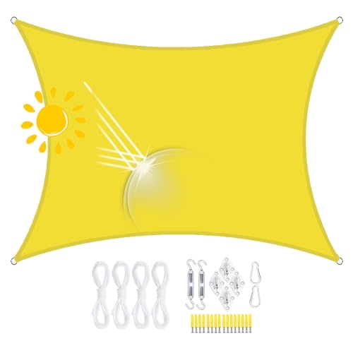 Sonnensegel Wasserdicht Rechteckig,Sonnensegel Wasserdicht Dreieckig, 98% UV-Schutz, Reißfest & Wetterfest, für Außenbereich, Segeltuch Mit Ösen Und Seil Für Pergola (3 * 5M,21) von FLYIFE