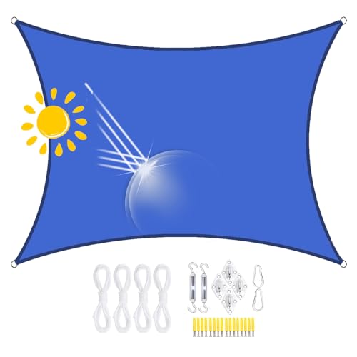 Sonnensegel Wasserdicht Rechteckig,Sonnensegel Wasserdicht Dreieckig, 98% UV-Schutz, Reißfest & Wetterfest, für Außenbereich, Segeltuch Mit Ösen Und Seil Für Pergola (4 * 6M,8) von FLYIFE