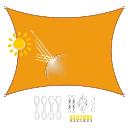 Sonnensegel Wasserdicht Rechteckig,Sonnensegel Wasserdicht Dreieckig, 98% UV-Schutz, Reißfest & Wetterfest, für Außenbereich, Segeltuch Mit Ösen Und Seil Für Pergola (5 * 5M,17) von FLYIFE