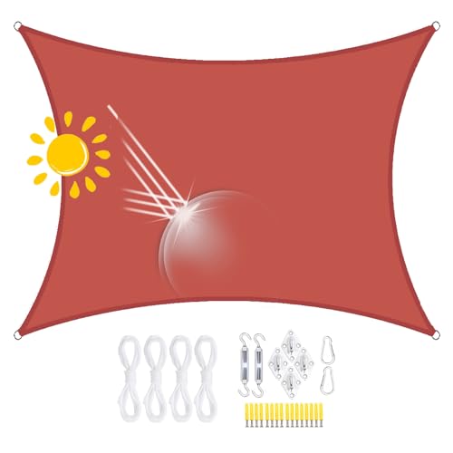 Sonnensegel Wasserdicht Rechteckig,Sonnensegel Wasserdicht Dreieckig, 98% UV-Schutz, Reißfest & Wetterfest, für Außenbereich, Segeltuch Mit Ösen Und Seil Für Pergola (6 * 8M,9) von FLYIFE
