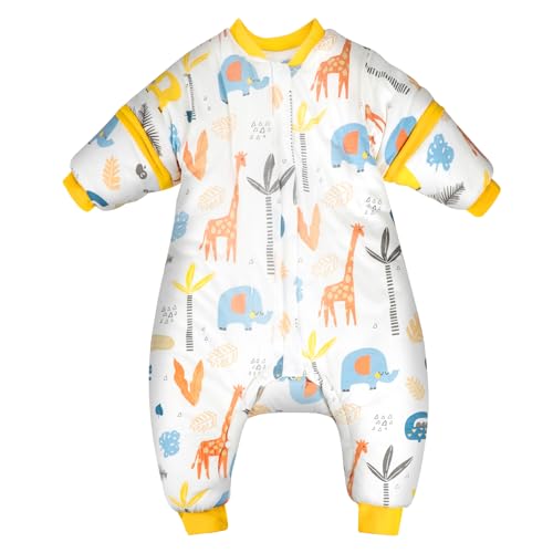 FLYISH DIRECT Babyschlafsack mit Füßen, 2.5TOG/3.5TOG Winterschlafsack, Babyschlafsack aus Baumwolle mit abnehmbaren Ärmeln, Schlafsack mit Beinen, 2.5 tog, M/80, 80cm FLYISH DIRECT Babyschlafsack mit Füßen, 2.5TOG/3.5TOG Winterschlafsack, Babyschlafsack aus Baumwolle mit abnehmbaren Ärmeln, Schlafsack mit Beinen, 2.5 tog, M/80, 80cm von FLYISH DIRECT