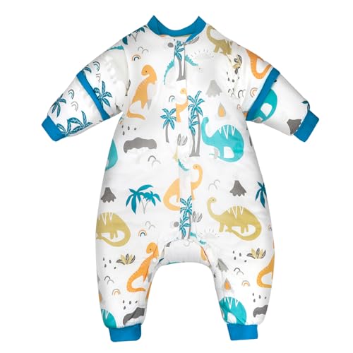 FLYISH DIRECT Babyschlafsack mit Füßen, 2.5TOG/3.5TOG Winterschlafsack, Babyschlafsack aus Baumwolle mit abnehmbaren Ärmeln, Schlafsack mit Beinen, 3.5 tog, M/80, 80cm FLYISH DIRECT Babyschlafsack mit Füßen, 2.5TOG/3.5TOG Winterschlafsack, Babyschlafsack aus Baumwolle mit abnehmbaren Ärmeln, Schlafsack mit Beinen, 3.5 tog, M/80, 80cm von FLYISH DIRECT