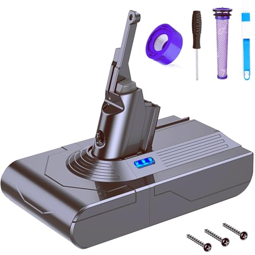 FLYLINKTECH V8 Akku, 6.0Ah V8 Ersatzakku für Dyson V8 SV10 Serie V8 Absolute V8 Animal V8 Fluffy V8 Animal Exclusive Staubsauger Mit 2 Filtern von FLYLINKTECH