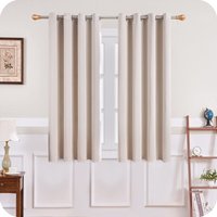 Ymyny Thermoisolierter Verdunkelungsvorhang 140x160 cm Kurz Beige Innen Kleine Fenstervorhänge für Wohnzimmer Schlafzimmer 2er Set mit Ösen von FLYME