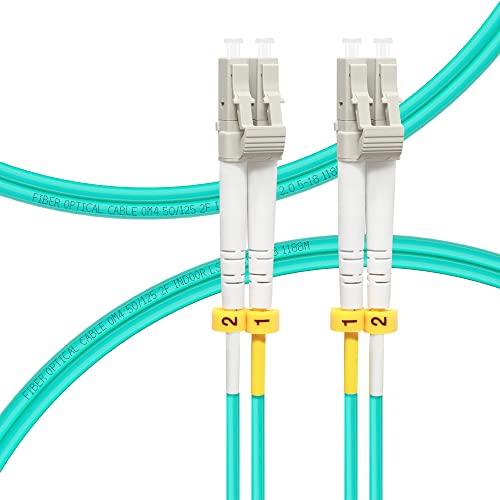 FLYPROFiber 0.5M-4pack OM4 LC auf LC LWL Glasfaser Patchkabel | Längenoptionen: 0,2m-100m, 40 GB/100 GB Duplex LC-LC 50/125 um Multimode LWL Kabel LSZH 0,5 Meter von FLYPROFiber