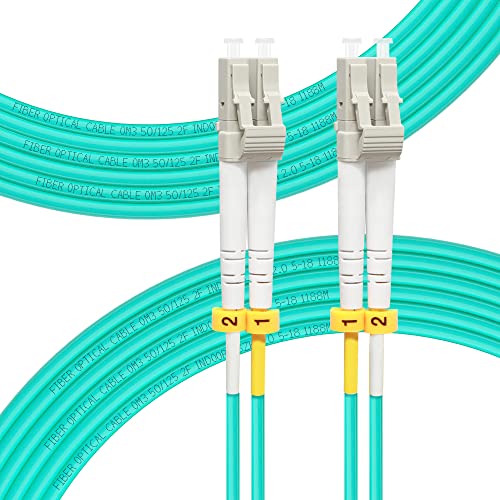 FLYPROFiber 15M OM3 LC auf LC LWL Glasfaser Patchkabel | Längenoptionen: 0,2m-100m, 10 GB Duplex LC-LC 50/125 um Multimode LWL Kabel LSZH 15 Meter von FLYPROFiber