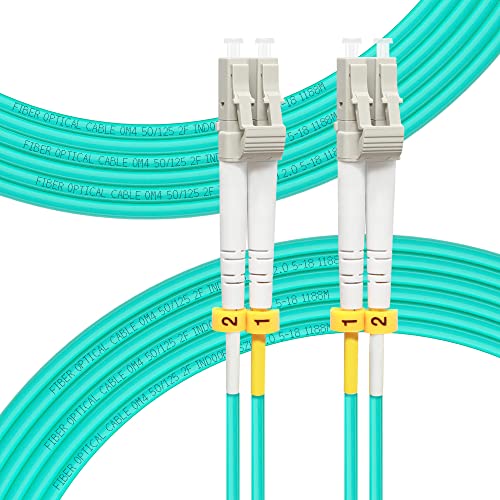 FLYPROFiber 20M OM4 LC auf LC LWL Glasfaser Patchkabel | Längenoptionen: 0,2m-100m, 40 GB/100 GB Duplex LC-LC 50/125 um Multimode LWL Kabel LSZH 20 Meter von FLYPROFiber