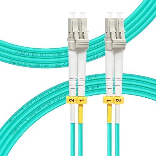 FLYPROFiber 3 M OM3 LC auf LC LWL Glasfaser Patchkabel | Längenoptionen: 0,2m-100 m, 10 GB Duplex, 50/125 um Multimode Kabel, LSZH 3 Meter, 10 Packs von FLYPROFiber