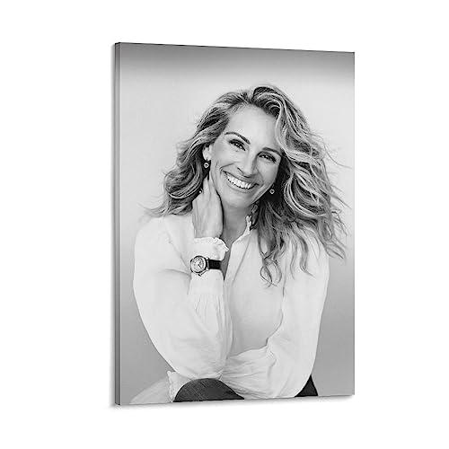 FLYUFO Julia Roberts Schauspieler-Poster, Retro-Poster, Schwarz-Weiß-Poster, Leinwand-Kunstposter und Wandkunst, Kunstdruck von FLYUFO