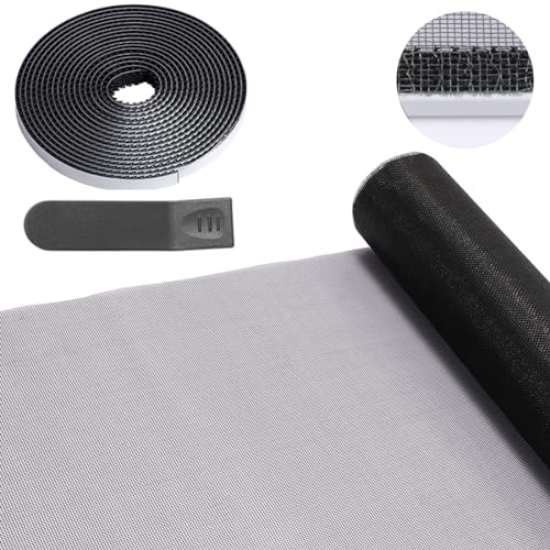 FLYZZZ Fliegengitter Fenster - 120X100cm Insektenschutz Fenstertenschutz für Schiebefenster und Dachfenster mit Fiberglas netz -und Klettband, Diy Ohne Bohren von FLYZZZ