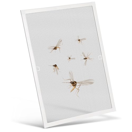 FLYZZZ Fliegengitter Fenster mit Rahmen 100X120cm Aluminium Insektenschutz Fenster Mückengitter Selbstbausatz Fliegenschutzgitter in Weiß, Ohne Bohren und Schrauben von FLYZZZ