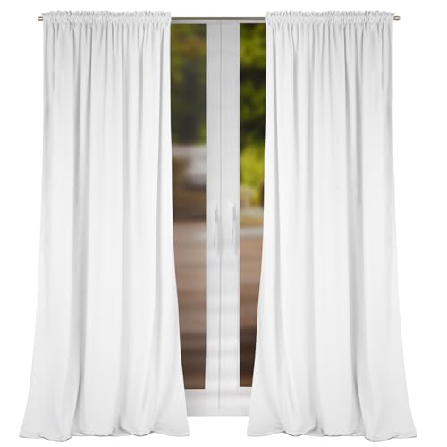 FLYing Curtains - Vorhänge für Wohnzimmer, Schlafzimmer - Vorhang Blickdicht mit Kräuselband - Samtvorhang - 1 Stück - 145 x 250 cm - Weiß, L543C-1 von FLYing