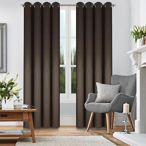 FLYing Curtains - Vorhänge für Wohnzimmer, Schlafzimmer - Vorhang Blickdicht mit Ösen, Samtvorhang, Ösenvorhang - 1 Stück - 145 x 250 cm - Hellbraun von FLYing