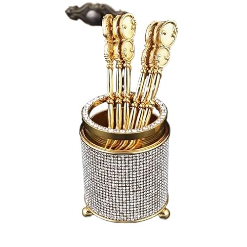 FLYuechun Ranan Kaffeelöffel-Aufbewahrungsbox-Set, 13,8 x 7 x 7 cm, Western-Restaurant-Messer, Gabel, Löffel, Dessert- und Snacklöffel, Besteckhalter (Full Diamond Four f) von FLYuechun Ranan