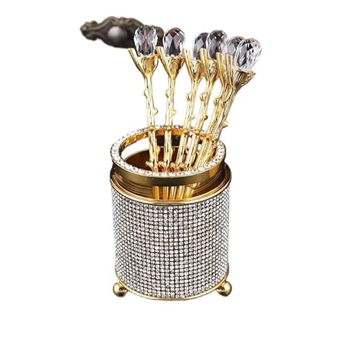 FLYuechun Ranan Kaffeelöffel-Aufbewahrungsbox-Set, 13,8 x 7 x 7 cm, Western-Restaurant-Messer, Gabel, Löffel, Dessert- und Snacklöffel, Besteckhalter (Volldiamant-Modell 2) von FLYuechun Ranan