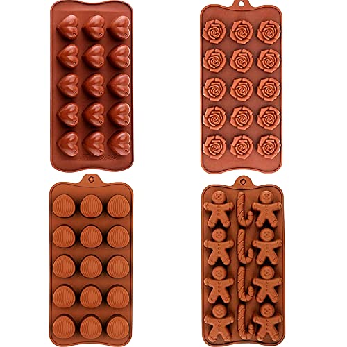FLZONHUT 4 Stück verschiedene Muster 3D Silikon Schokoladenformen/Eiswürfelform/Seifenform/Süßigkeitenform BPA Frei, Lebensmittelqualität, für Schokolade, Süßigkeiten, Gelee, Eiswürfel von FLZONHUT