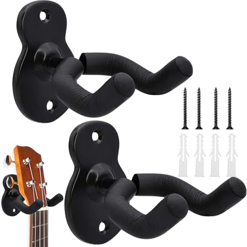 FLZONHUT Gitarren Wandhalterung,2 Stück Gitarren Haken Gitarre Rack Metall-Gitarren-Wandhalterung Guitar Wall Mount Display Klammerhaken mit Schrauben für Akustikgitarre,Klassische Gitarre von FLZONHUT