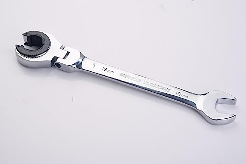 FLZOSPER 19 mm metrischer Rohrschlüssel, Flex-Kopf-Getriebeschlüssel, Ratschen-Ringmaulschlüssel von FLZOSPER