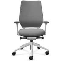 FM Büromöbel Schwerlast-Bürostuhl FM asiento, Synchronmechanik, 4D Armlehnen, Rückenlehne mit 3D-Strickgewebe, komfort bezogen, mit Lordosenstütze, hellgrau von FM Büromöbel