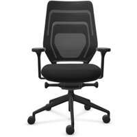 FM Büromöbel Schwerlast-Bürostuhl FM asiento, Synchronmechanik, 4D Armlehnen, Rückenlehne mit 3D-Strickgewebe, transparent bezogen, ohne Lordosenstütze, schwarz von FM Büromöbel