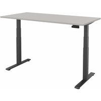 FM Büromöbel elektrisch höhenverstellbarer Schreibtisch fouraction, BxT 1.600 x 800 mm, mit Memory-Schalter, lichtgrau, anthrazit metallic von FM Büromöbel