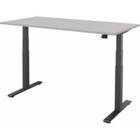 FM Büromöbel elektrisch höhenverstellbarer Schreibtisch fouraction, BxT 1.600 x 800 mm, ohne Memory-Schalter, lichtgrau, anthrazit metallic von FM Büromöbel