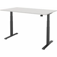 FM Büromöbel elektrisch höhenverstellbarer Schreibtisch fouraction, BxT 1.600 x 900 mm, ohne Memory-Schalter, diamant-weiß, anthrazit metallic von FM Büromöbel