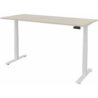 FM Büromöbel elektrisch höhenverstellbarer Schreibtisch fouraction, BxT 1.800 x 800 mm, mit Memory-Schalter, akazie hell, verkehrsweiß von FM Büromöbel