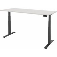 FM Büromöbel elektrisch höhenverstellbarer Schreibtisch fouraction, BxT 1.800 x 800 mm, mit Memory-Schalter, diamant-weiß, anthrazit metallic von FM Büromöbel