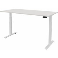 FM Büromöbel elektrisch höhenverstellbarer Schreibtisch fouraction, BxT 1.800 x 900 mm, mit Memory-Schalter, diamant-weiß, verkehrsweiß von FM Büromöbel