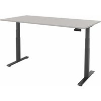 FM Büromöbel elektrisch höhenverstellbarer Schreibtisch fouraction, BxT 1.800 x 900 mm, mit Memory-Schalter, lichtgrau, anthrazit metallic von FM Büromöbel