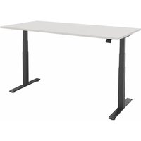FM Büromöbel elektrisch höhenverstellbarer Schreibtisch fouraction, BxT 1.800 x 900 mm, ohne Memory-Schalter, diamant-weiß, anthrazit metallic von FM Büromöbel