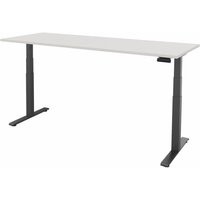 FM Büromöbel elektrisch höhenverstellbarer Schreibtisch fouraction, BxT 2.000 x 800 mm, mit Memory-Schalter, diamant-weiß, anthrazit metallic von FM Büromöbel