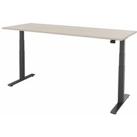 FM Büromöbel elektrisch höhenverstellbarer Schreibtisch fouraction, BxT 2.000 x 800 mm, ohne Memory-Schalter, akazie hell, anthrazit metallic von FM Büromöbel