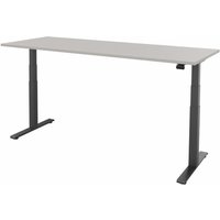FM Büromöbel elektrisch höhenverstellbarer Schreibtisch fouraction, BxT 2.000 x 800 mm, ohne Memory-Schalter, lichtgrau, anthrazit metallic von FM Büromöbel