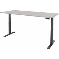 FM Büromöbel elektrisch höhenverstellbarer Schreibtisch fouraction, BxT 2.000 x 900 mm, mit Memory-Schalter, lichtgrau, anthrazit metallic von FM Büromöbel