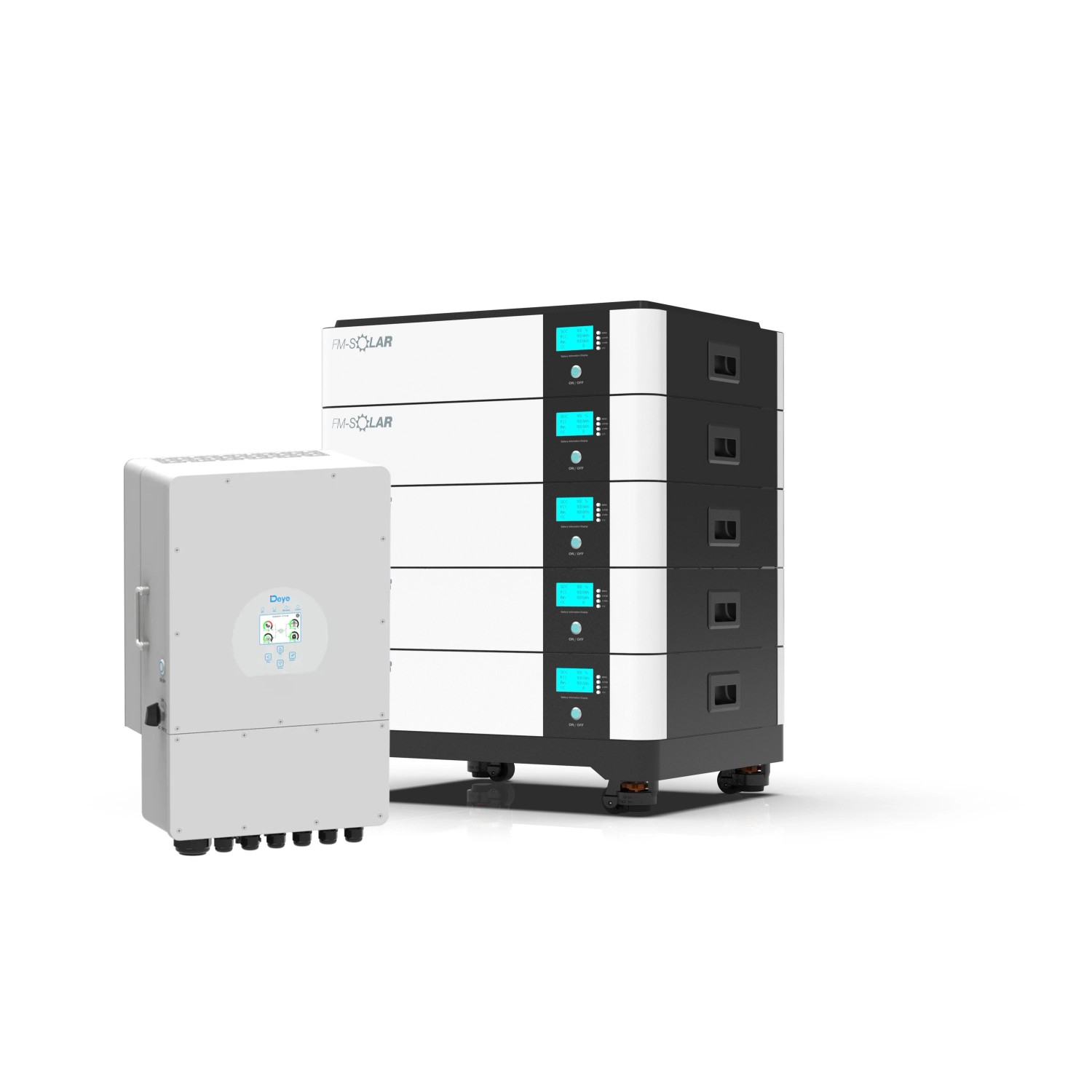 FM-SOLAR Deye 1-Phasen Hybrid-Wechselrichter On/Off-Grid 5kW PV Solar + 50kWh Stapel Batterie Speicher FM-SOLAR Deye 1-Phasen Hybrid-Wechselrichter On/Off-Grid 5kW PV Solar + 50kWh Stapel Batterie Speicher von FM-SOLAR