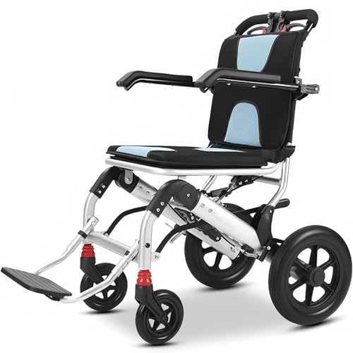 FMBLDM Ultraleicht Rollstuhl Leicht Faltbar Reiserollstuhl, Transportrollstühle Leichter Rollstühle 150 kg Belastbar, für die Wohnung und Unterwegs von FMBLDM