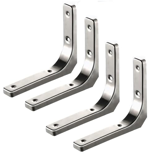 FMCAGNGAKP 4 Stück Metall-Regalwinkel,L-Form,Edelstahl Regalhalterung,Dekorative Schwerlastträger,Winkel Regal,Regalwinkel Metall 90 Grad für Regale(20cm/7.9in) von FMCAGNGAKP