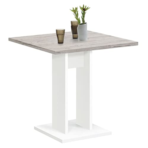 FMD weißes GmbH Tisch, 70 x 70 x 77,5 H cm, weiß, Eiche gebürstet, foliert, 7.6 x 74.9 x 85,4 cm von FMD Moebel GmbH