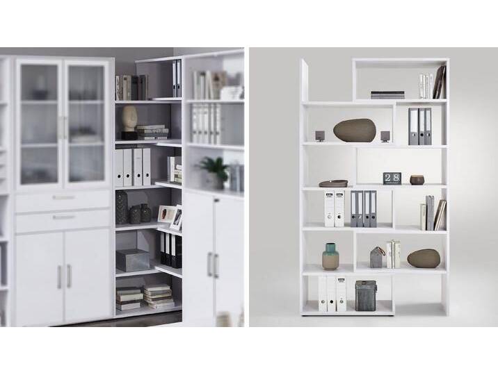 FMD Eckregal Regal Calvia 9 Eckregal in weiß, weiß von FMD-Möbel