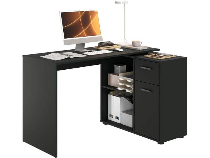 FMD Eckschreibtisch AUGSBURG, Schreibtisch/ Sideboard m. Stauraum, beids. montierb., 117 oder 148 cm, schwarz, schwarz perl FMD Eckschreibtisch AUGSBURG, Schreibtisch/ Sideboard m. Stauraum, beids. montierb., 117 oder 148 cm, schwarz, schwarz perl von FMD-Möbel