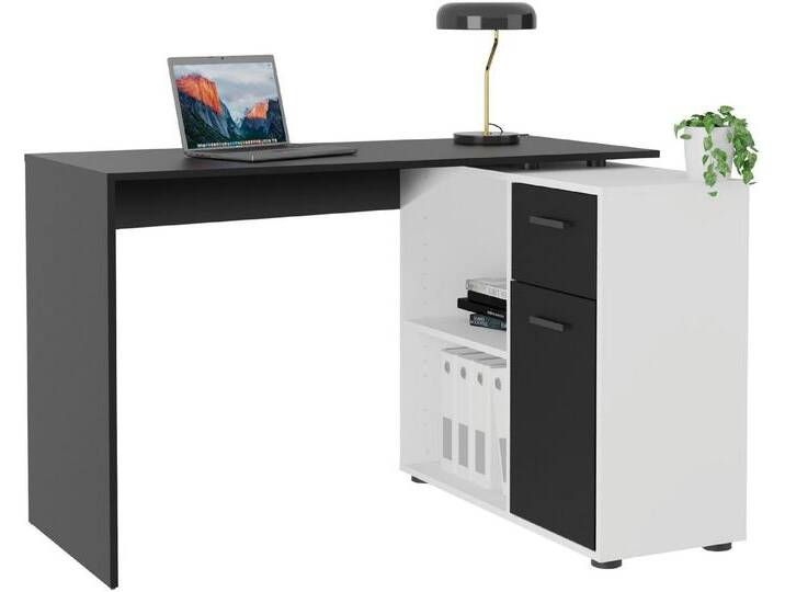 FMD Eckschreibtisch AUGSBURG, Schreibtisch/ Sideboard m. Stauraum, beids. montierb., 117 oder 148 cm, schwarz weiß, schwarz-weiß Perl FMD Eckschreibtisch AUGSBURG, Schreibtisch/ Sideboard m. Stauraum, beids. montierb., 117 oder 148 cm, schwarz weiß, schwarz-weiß Perl von FMD-Möbel