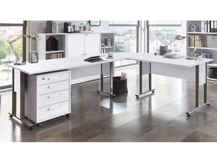 FMD Eckschreibtisch Winkelschreibtisch Calvia 240x200cm in weiß mit Metallkufen, weiß FMD Eckschreibtisch Winkelschreibtisch Calvia 240x200cm in weiß mit Metallkufen, weiß von FMD-Möbel