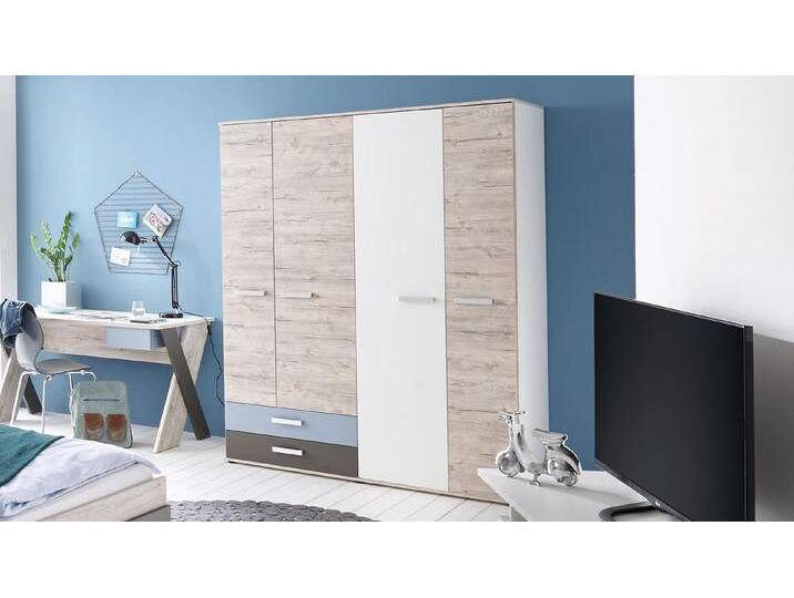 FMD Kleiderschrank Kleiderschrank Nona Drehtürenschrank Sandeiche weiß 150 cm, braun FMD Kleiderschrank Kleiderschrank Nona Drehtürenschrank Sandeiche weiß 150 cm, braun von FMD-Möbel